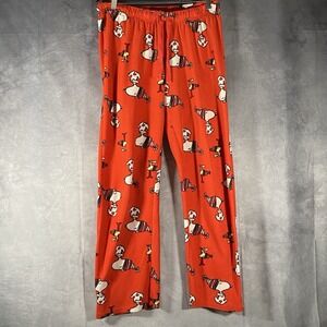 Peanuts Snoopy Pajama‎ Pants Holiday Lounge Bottoms Flannel Womens M Drawstring